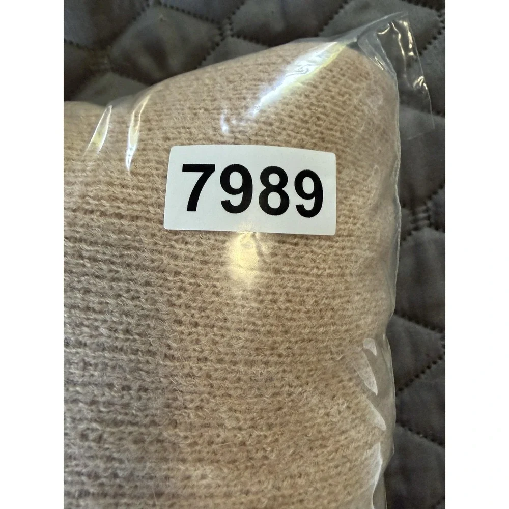 Luna Ivy Sweater Womens Small Beige Bow Crew Neck Long Sleeve Knit Pullover